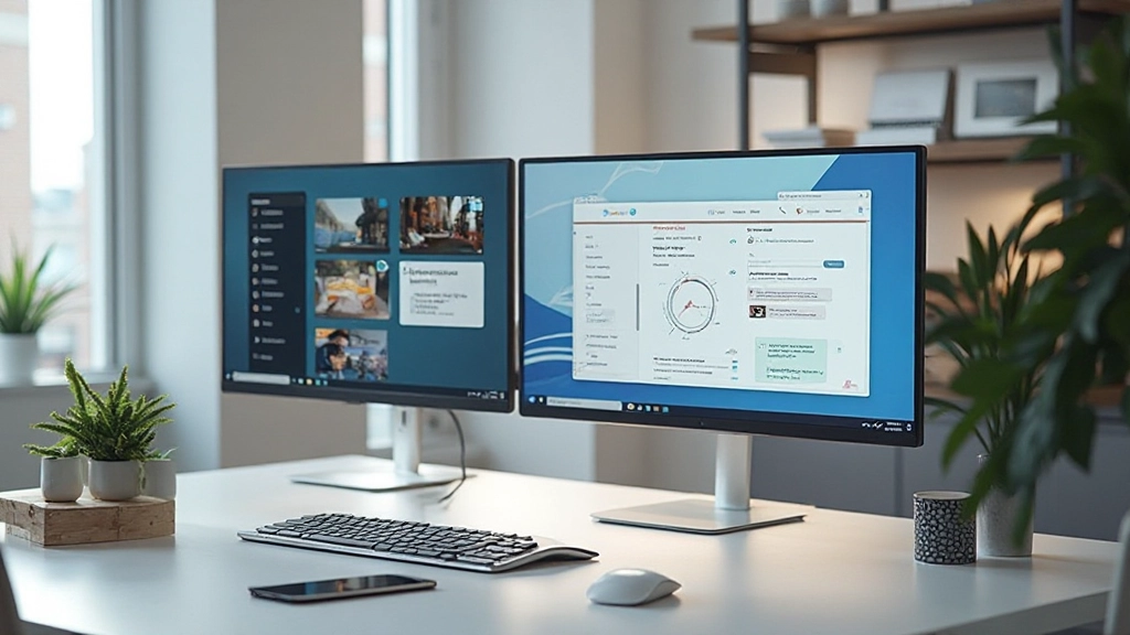 Twee monitoren naast elkaar met contrastrijke interfaces voor gebruikerstesten